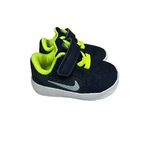 Nike Revolution 3 Baby Boys Sneakers Athletic Shoes Navy Blue Neon Yellow Sz 2C